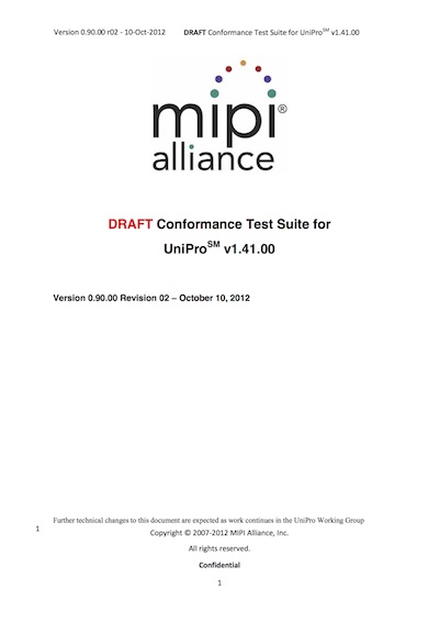 MIPI Alliance Specification Conformance Test Suite for UniPro